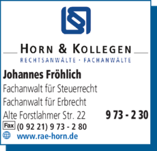 Anzeige Fröhlich Johannes