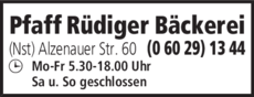 Anzeige Pfaff Rüdiger