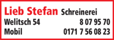 Anzeige Lieb Stefan