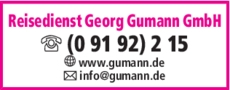 Anzeige Gumann Georg GmbH, Reisedienst