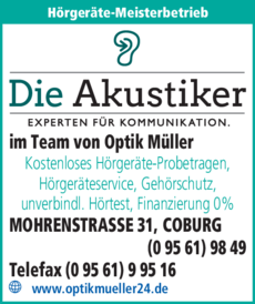 Anzeige Die Akustiker - im Team von Optik Müller