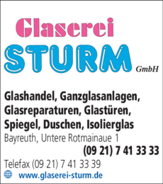 Anzeige Glaserei Sturm GmbH