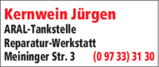 Anzeige Kernwein Jürgen Autowerkstatt - Aral Tankstelle