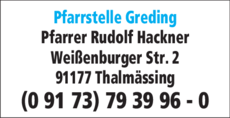 Anzeige Pfarrstelle Greding