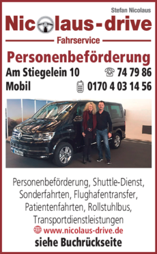 Anzeige Nicolaus - Drive, Fahrservice
