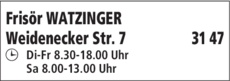 Anzeige Frisör WATZINGER