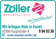Anzeige Zöller Möbelwerkstätte