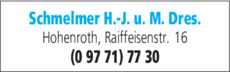 Anzeige Schmelmer H.-J. u. M. Dres.
