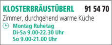Anzeige Klosterbräustüberl