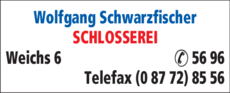 Anzeige Schwarzfischer Wolfgang