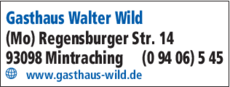 Anzeige Gasthaus Walter Wild
