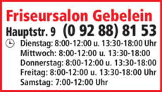 Anzeige Friseursalon Gebelein