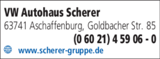 Anzeige VW Autohaus Scherer GmbH &amp; Co.KG