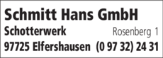 Anzeige Schmitt Hans GmbH