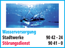 Anzeige Wasserversorgung Stadtwerke