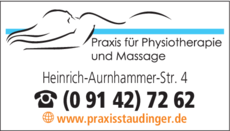 Anzeige Praxis für Physiotherapie und Massage Weixelbaum
