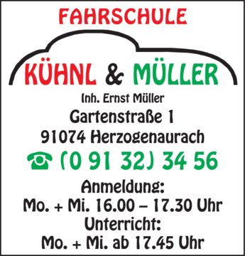 Anzeige FAHRSCHULE KÜHNL & MÜLLER