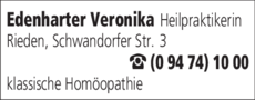 Anzeige Heilpraktikerin Edenharter Veronika