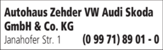 Anzeige Autohaus Zehder GmbH & Co. KG