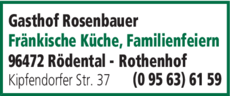 Anzeige Gasthof Rosenbauer