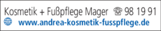 Anzeige Kosmetik + Fußpflege Mager