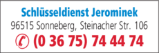 Anzeige Schlüsseldienst Jerominek