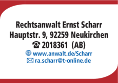 Anzeige Rechtsanwalt Scharr