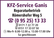 Anzeige KFZ-Service Ganis