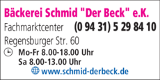 Anzeige Bäckerei Schmid Der Beck e.K.