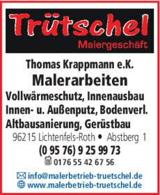 Anzeige Trütschel Malergeschäft Inh. Thomas Krappmann e.K.