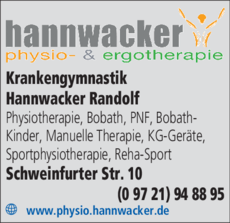Anzeige Krankengymnastik Hannwacker Randolf