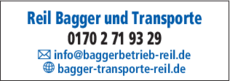 Anzeige Reil Bagger und Transporte