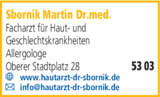 Anzeige Sbornik Martin Dr.med.