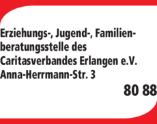 Anzeige Erziehungs-, Jugend-, Familienberatungsstelle des Caritasverbandes Erlangen e.V.