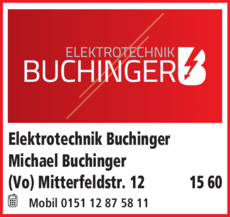 Anzeige Buchinger Elektrotechnik