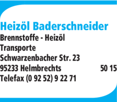 Anzeige Heizöl Baderschneider