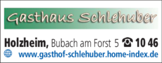 Anzeige Gasthaus Schlehuber