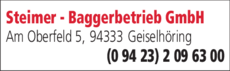 Anzeige Steimer Baggerbetrieb GmbH