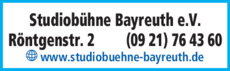 Anzeige Studiobühne Bayreuth e.V.