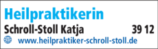 Anzeige Heilpraktikerin Schroll-Stoll Katja
