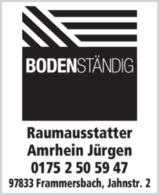 Anzeige Raumausstatter Bodenständig Inh. Jürgen Amrhein