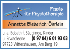 Anzeige Krankengymnastik Bieberich-Öhrlein Annette