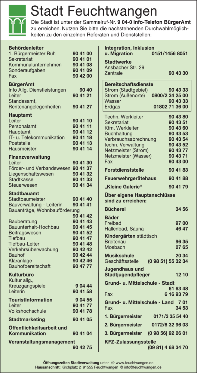 Anzeige Stadt Feuchtwangen