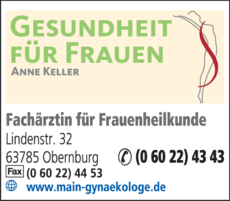 Anzeige Keller Anne, Fachärztin für Frauenheilkunde