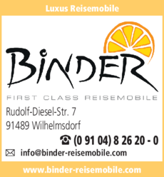 Anzeige Binder First Class Reisemobile GmbH