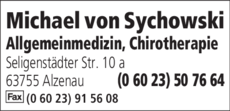 Anzeige Michael von Sychowski, Allgemeinarzt, Chirotherapie
