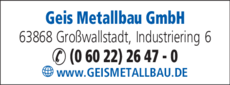 Anzeige Geis Metallbau GmbH