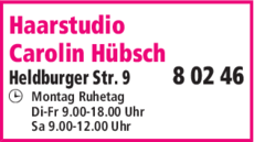 Anzeige Hübsch Carolin
