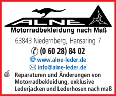 Anzeige ALNE-Lederbekleidung GmbH