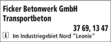Anzeige Ficker Betonwerk GmbH